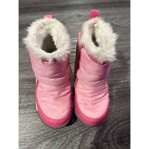 Sorel Kids Pink Waterproof Snow Boots Faux Fur Trim Winter Boots size 8